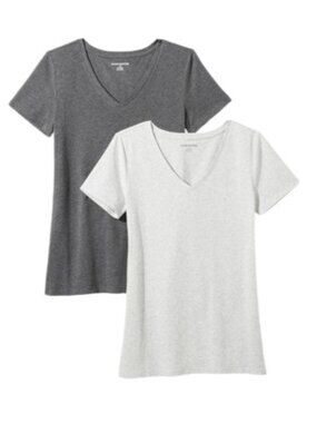 NEW 2 Pack Grey V Neck T Shirts Women’s Basic Tees Size XXL
